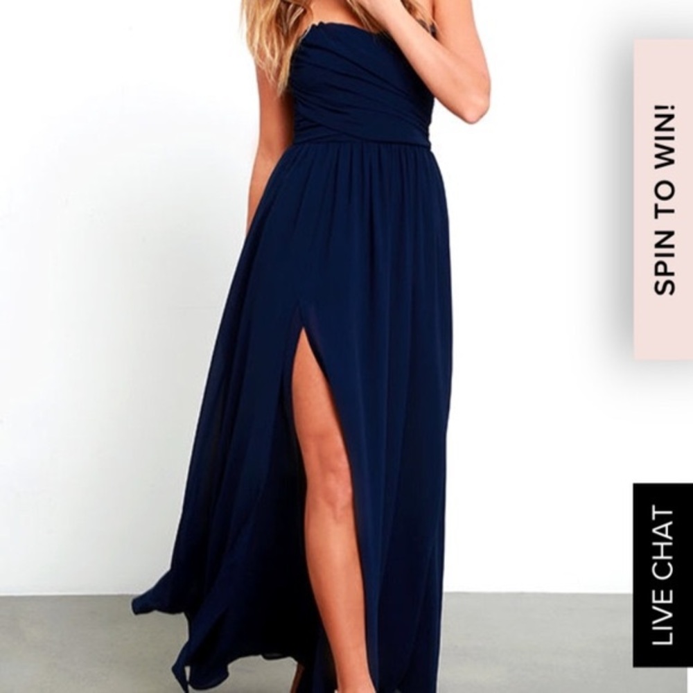lulu’s strapless slit dress